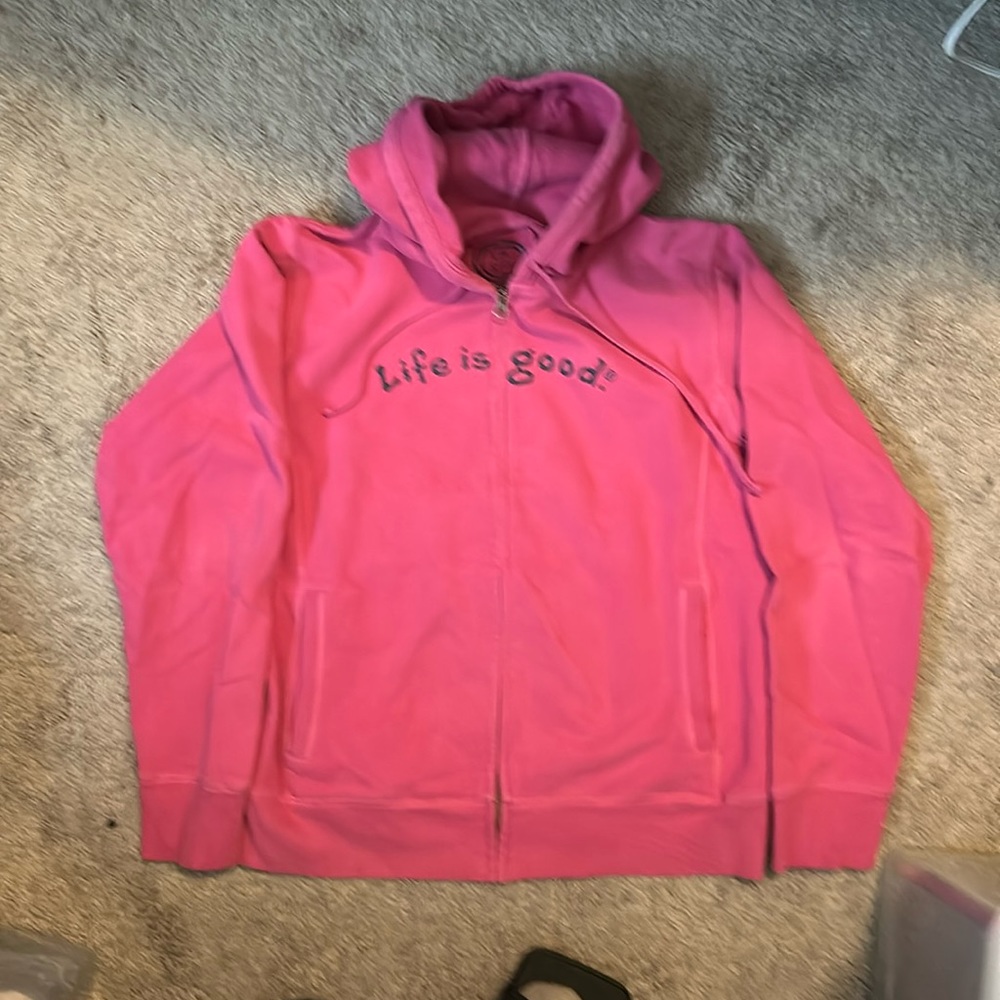 Life is good  hoodie full zip size L pink